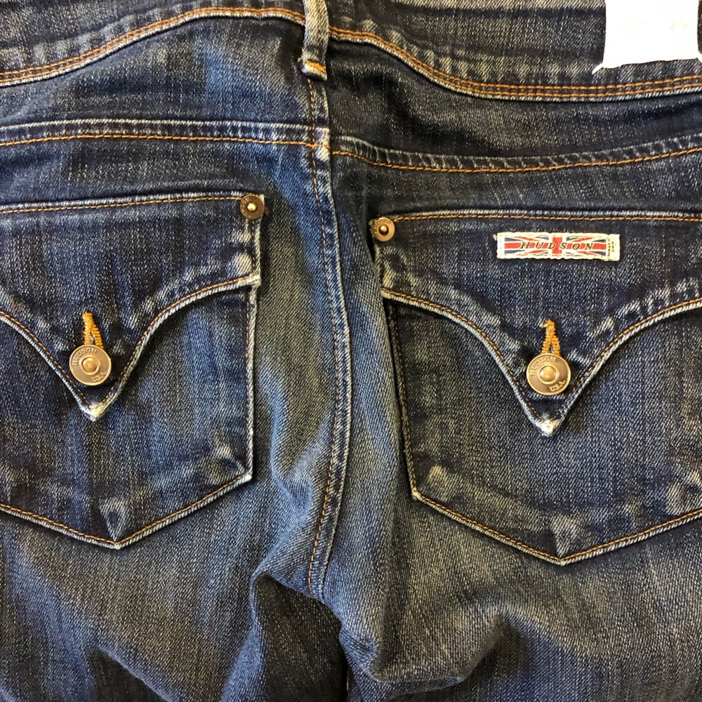 Hudson dark wash straight skinny Collin jeans